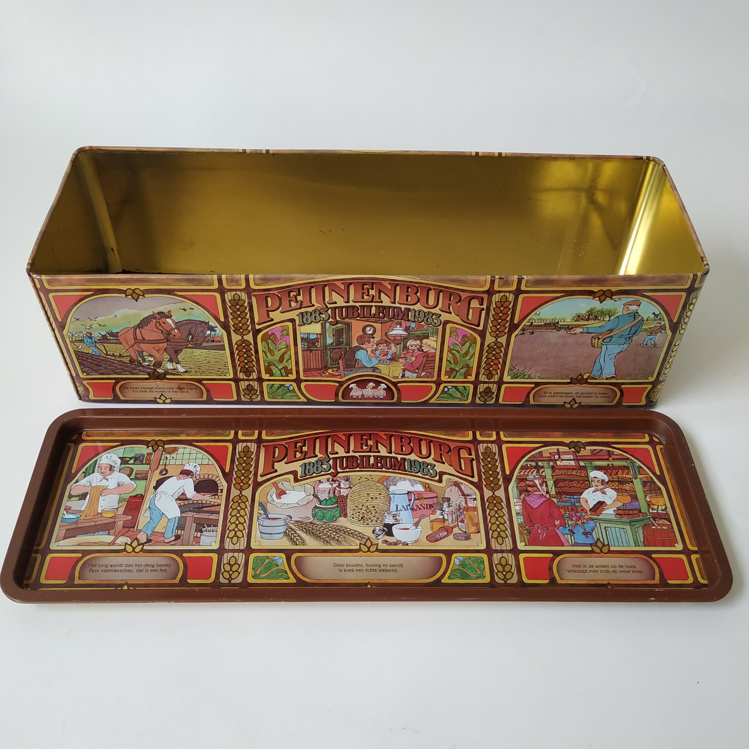 Blik – trommel Peijnenburg koek – jubileum 1983 – 31×10,5×9 cm (8)