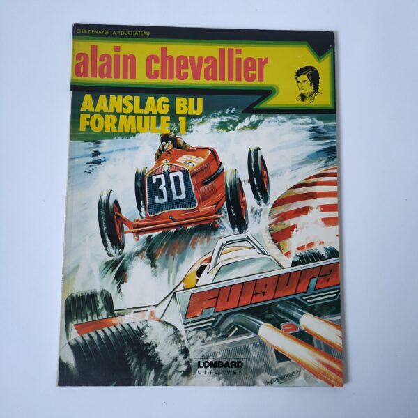 Vintage stripboek Alain Chevallier, aanslag bij formule 1 uit 1980