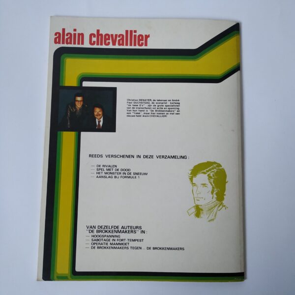 Vintage stripboek Alain Chevallier, aanslag bij formule 1 uit 1980