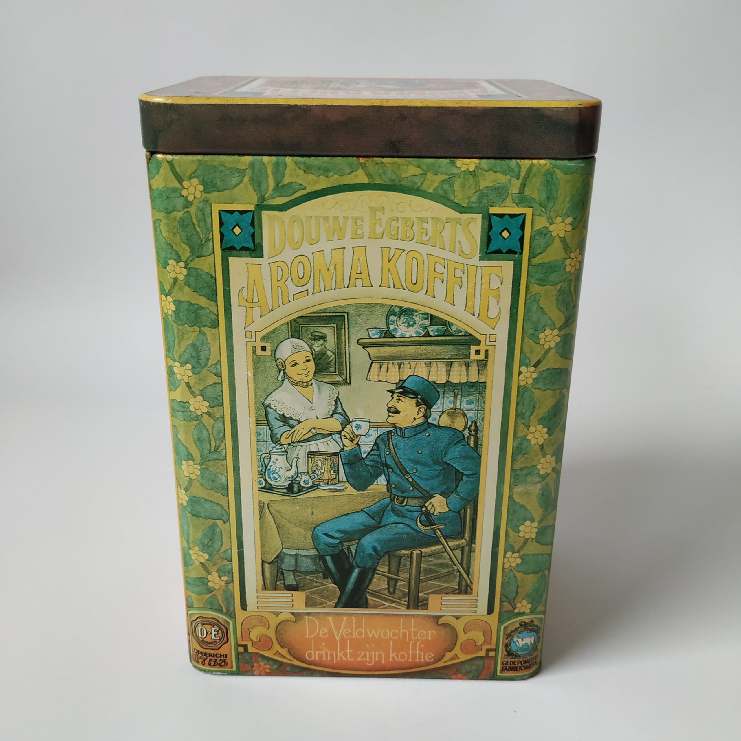 Blik – bewaarbus voor aroma koffie van Douwe Egberts – afm. 18x12x9 cm (3)