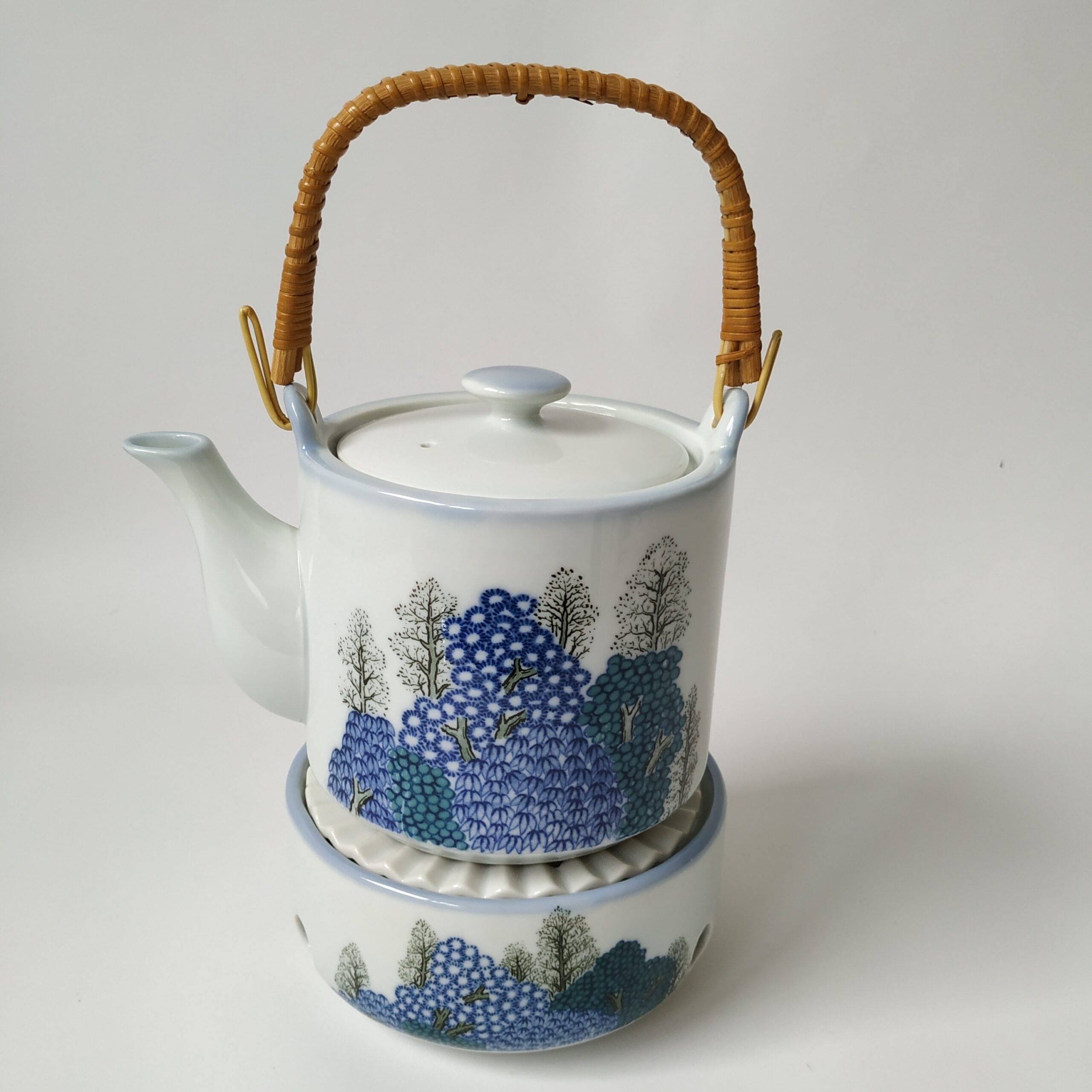 Vintage porselein theepot met theelicht (rechaud)