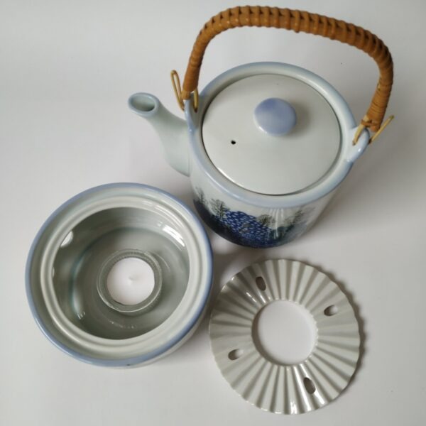 Vintage porselein theepot met theelicht (rechaud)