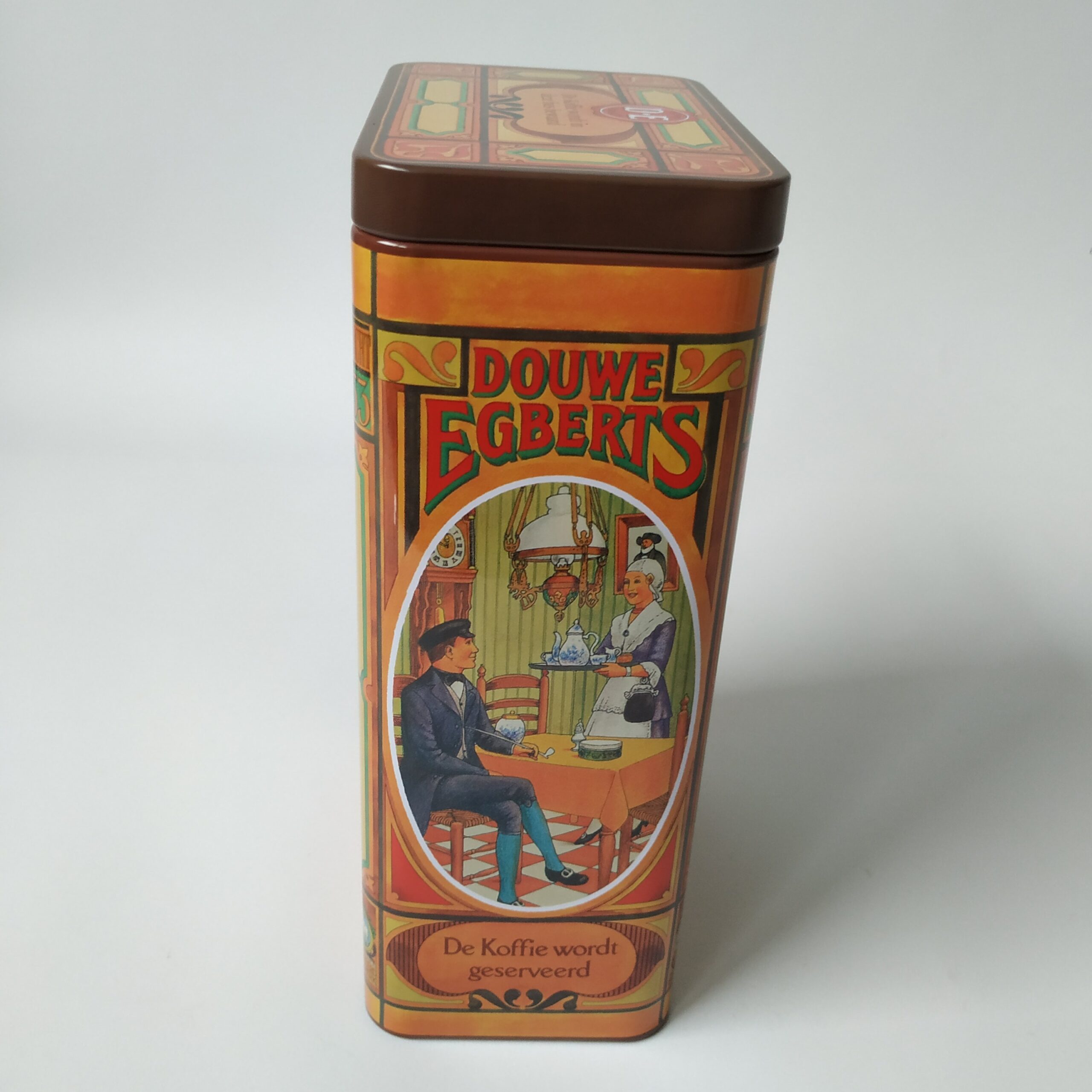 Blik – bewaarbus Koffie Douwe Egberts – afmeting 20x12x7,5 cm – (4)