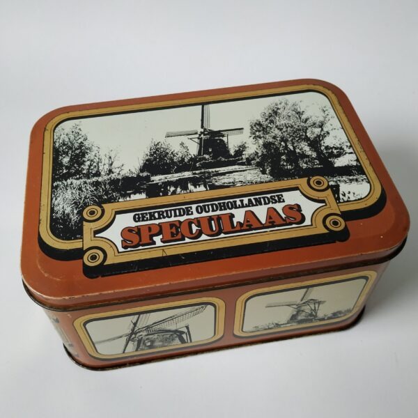 Vintage blik / trommel gekruide oudhollandse SPECULAAS van SRV zuivelservice