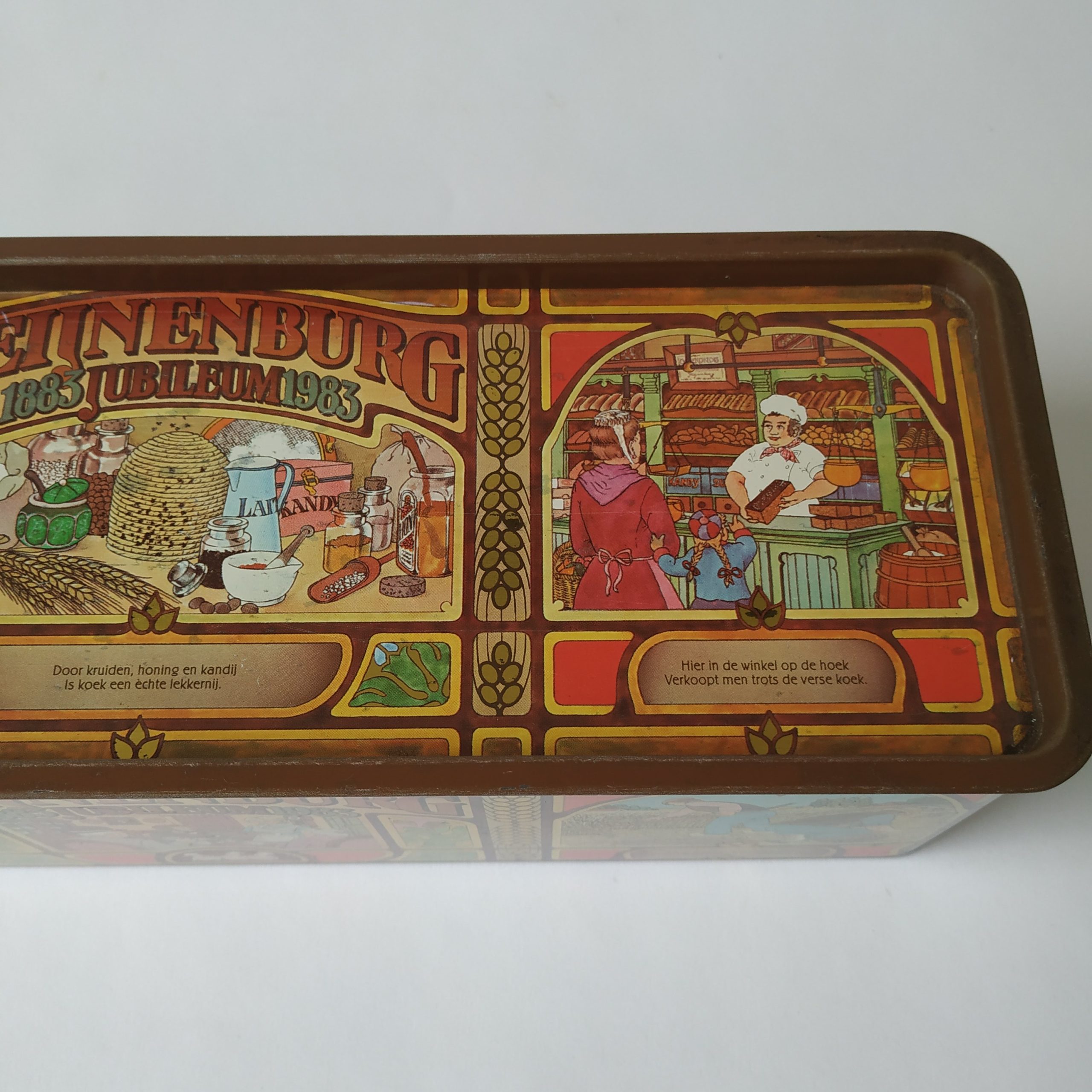 Blik – trommel Peijnenburg ontbijtkoek – jubileum blik uit 1983 – afmeting 31×10,5×9 cm (8)
