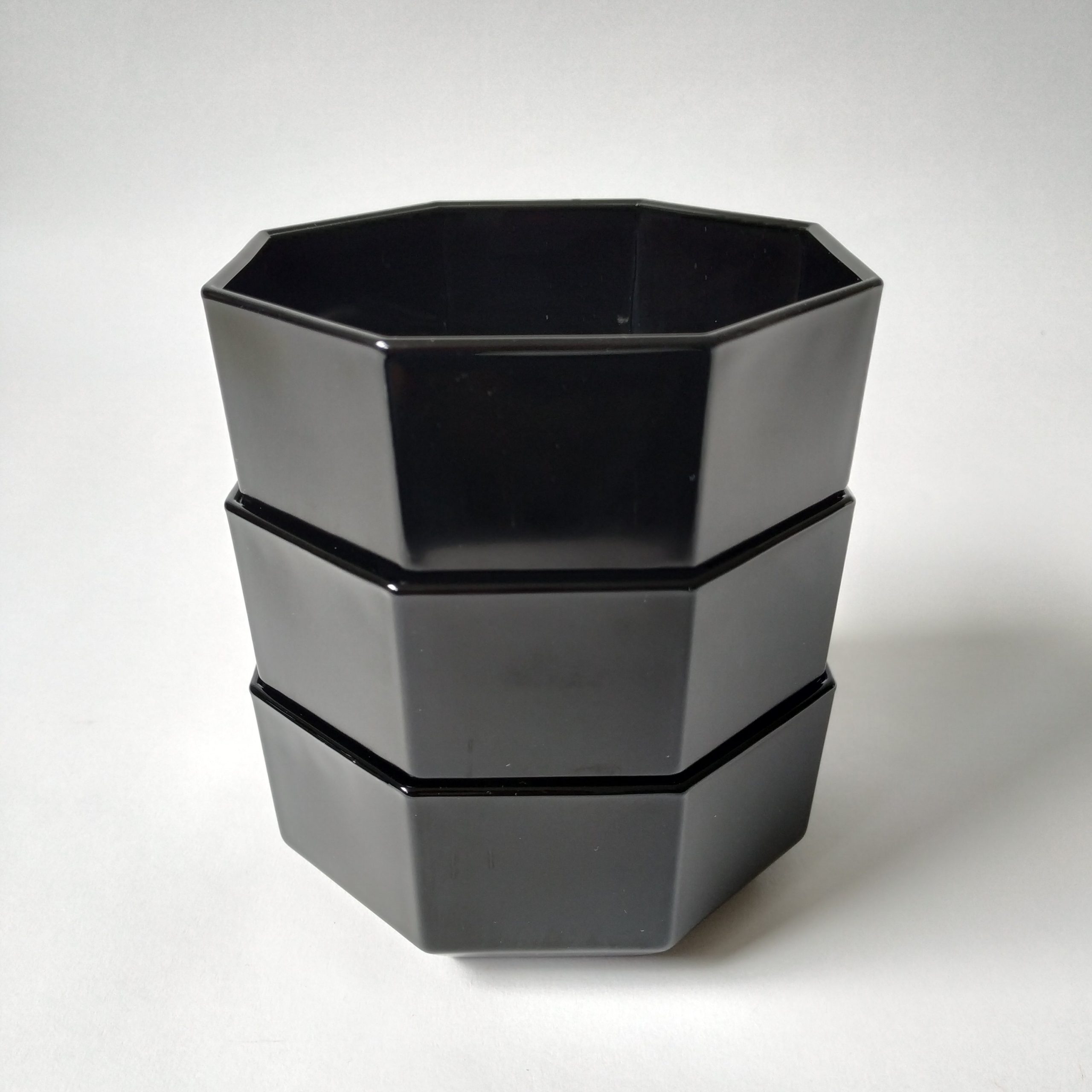 Schaaltjes Arcoroc France Octime – achtzijdig – kleur zwart – 3 stuks – diameter 11,5 cm – hoogte 5 cm(1)
