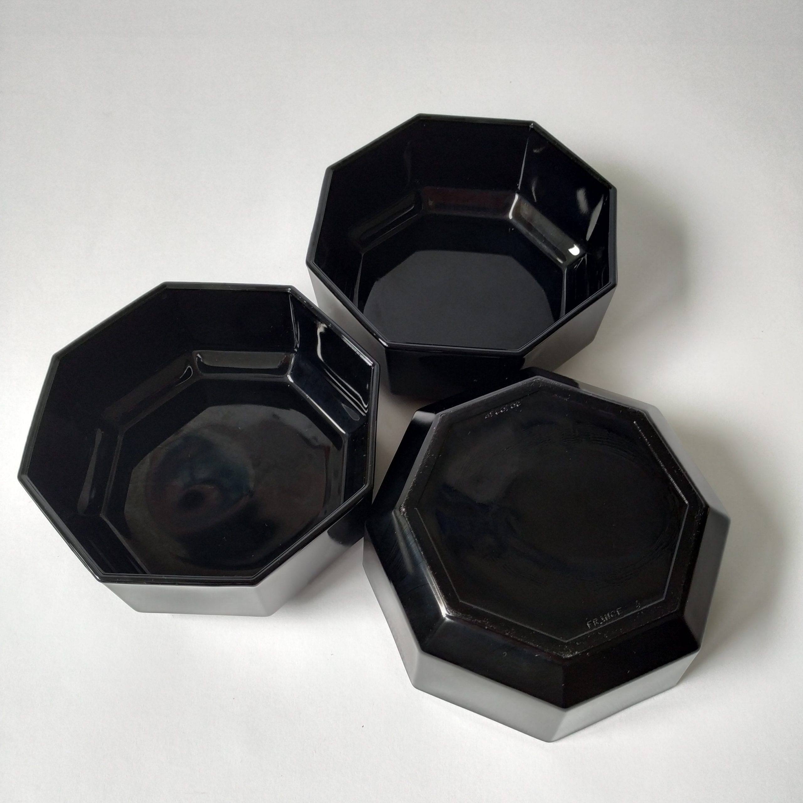 Schaaltjes Arcoroc France Octime – achtzijdig – kleur zwart – 3 stuks – diameter 11,5 cm – hoogte 5 cm(3)