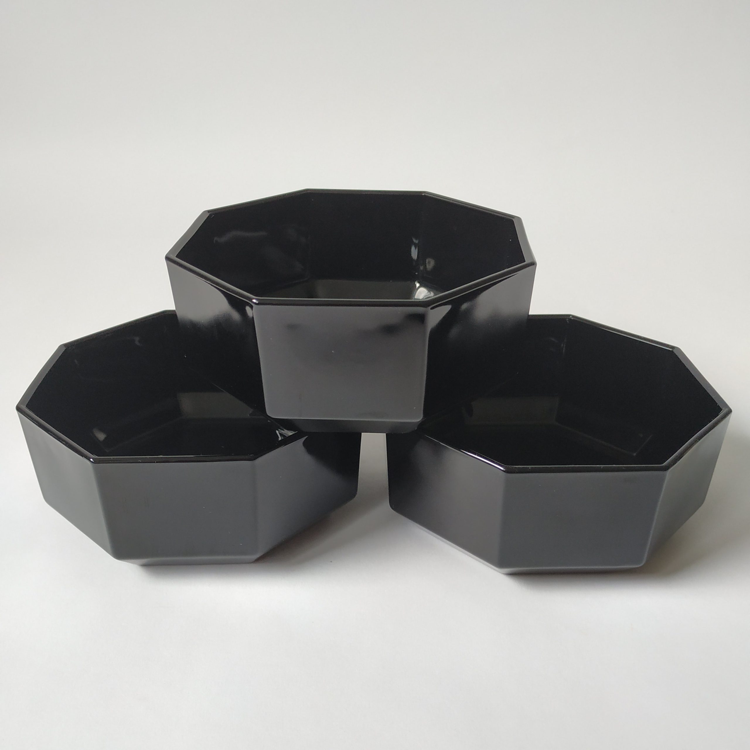 Schaaltjes Arcoroc France Octime – achtzijdig – kleur zwart – 3 stuks – diameter 11,5 cm – hoogte 5 cm(4)