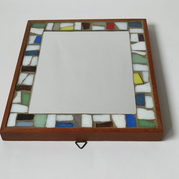 Vintage spiegel mozaïek in houten lijst