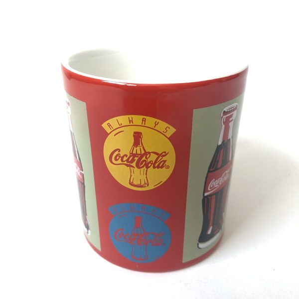 Vintage aardewerk rode mok Coca Cola uit 1997