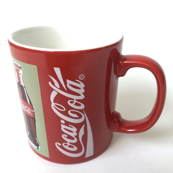 Vintage aardewerk rode mok Coca Cola uit 1997