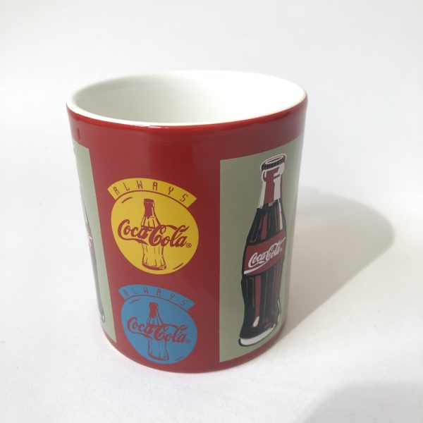 Vintage aardewerk rode mok Coca Cola uit 1997