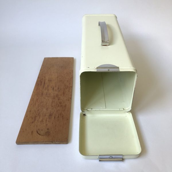 Vintage ontbijtkoekblik/trommel met snijplankje