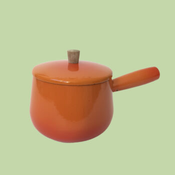 Vintage geëmailleerde oranje pan uit Frankrijk/Aubeco