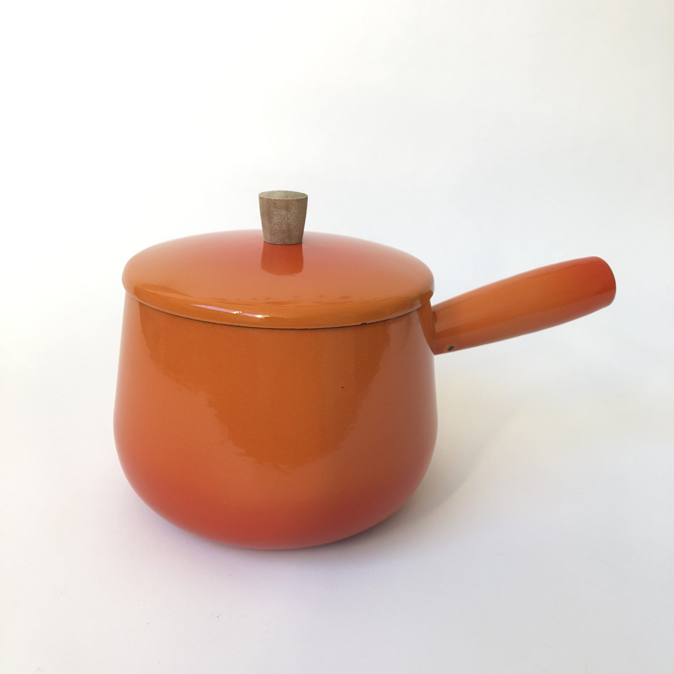 Vintage geëmailleerde oranje pan uit Frankrijk/Aubeco