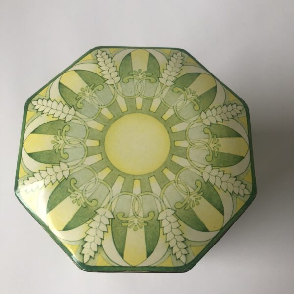 Blik - trommel (achthoekig) van Brinta - hoogte 17 cm - diameter 11,5 cm (7) Vintage achthoekig blik/trommel van Brinta met mooie decoratie en teksten