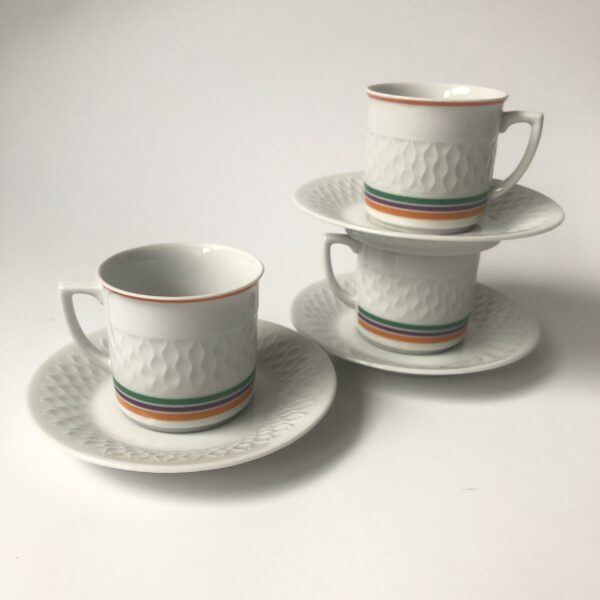 Kop en schotel (porselein) Schirnding Bavaria - Van Nelle - 3 stuks - inhoud 125 ml (1) Vintage porselein kop en schotel van Schirding Bavaria