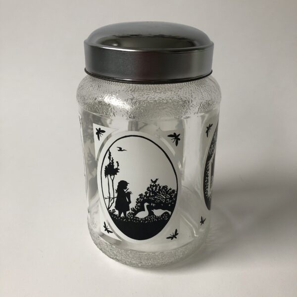 Voorraadpot Nescafe - hoogte 16 cm - diameter 10 cm (4) Vintage glazen voorraadpot van Nescafe met een goed afsluitbare schroefdeksel