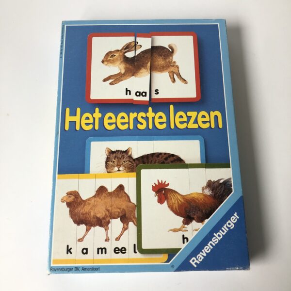 Het eerste lezen van Ravensburger - Jaar 1988 (1) Vintage spel Het eerste lezen van Ravensburger uit 1988, inclusief spelregels