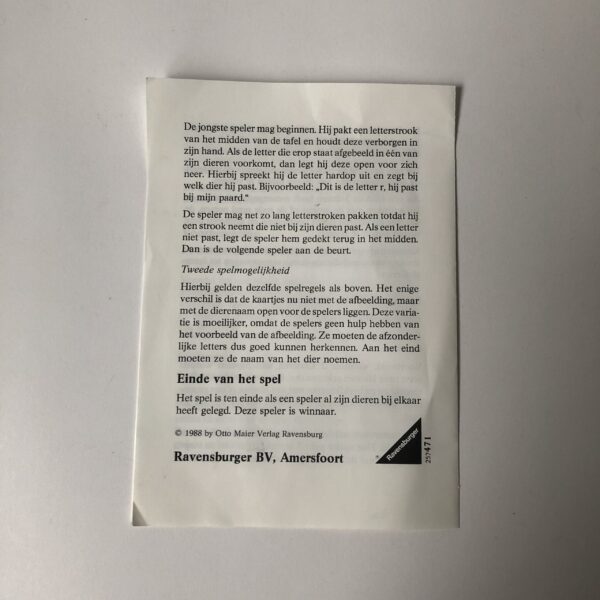 Het eerste lezen van Ravensburger - Jaar 1988 (6) Vintage spel Het eerste lezen van Ravensburger uit 1988, inclusief spelregels