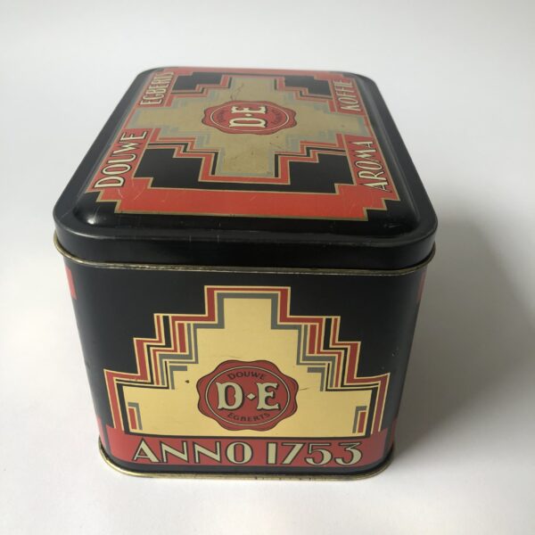 Blik - trommel Douwe Egberts Anno 1753 Aroma Koffie - afmeting 17x12x10,5 cm (2) Vintage blik/trommel van Douwe Egberts Aroma-Koffie
