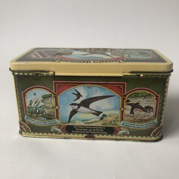 Blik Zwaluw lucifers - afmeting 15,5x8x8 cm (4) Vintage rechthoekig blik voor lucifersdoosjes of losse lucifers van het merk Zwaluw