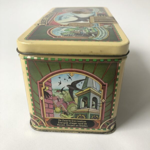 Blik Zwaluw lucifers - afmeting 15,5x8x8 cm (5) Vintage rechthoekig blik voor lucifersdoosjes of losse lucifers van het merk Zwaluw