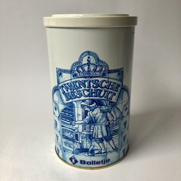 Beschuitbus Bolletje Twentsche beschuit met draaidop - diameter 13 cm - hoogte 21,5 cm(3) Vintage blik Bolletje Twentsche Beschuit met draaidop