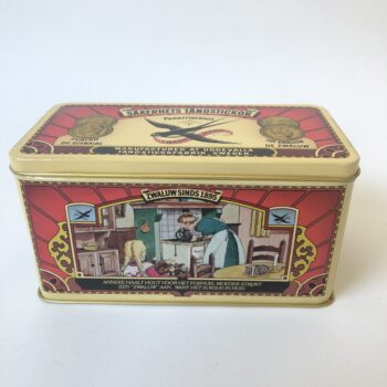 Vintage rechthoekig trommel/blik voor lucifers van het merk Zwaluw