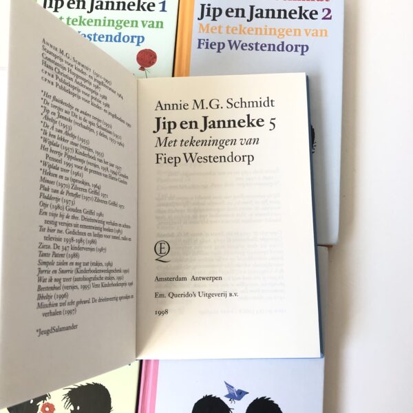 Vintage boeken van Jip en Janneke, deel 1 t/m 5