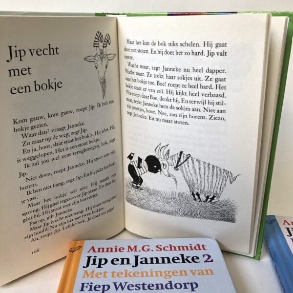 Vintage boeken van Jip en Janneke, deel 1 t/m 5