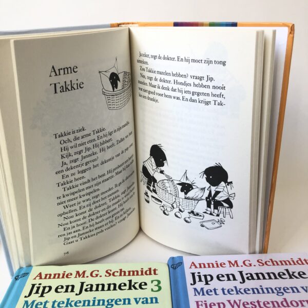 Vintage boeken van Jip en Janneke, deel 1 t/m 5