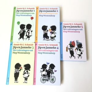 Vintage boeken van Jip en Janneke, deel 1 t/m 5