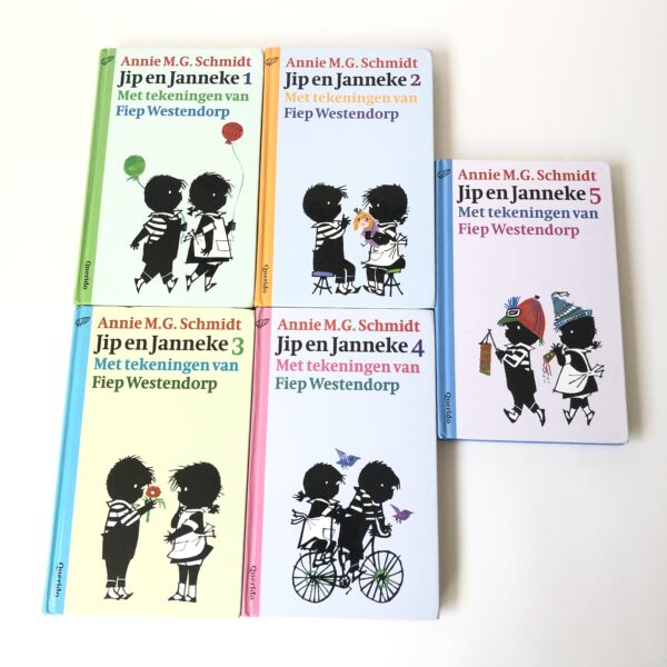 Vintage boeken van Jip en Janneke, deel 1 t/m 5