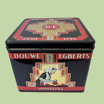Vintage decoratief (groot) blik / trommel Douwe Egberts Anno 1753