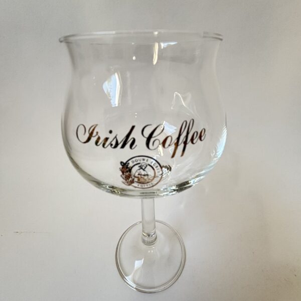 Vintage glazen Irish Coffee Douwe Egberts op voet