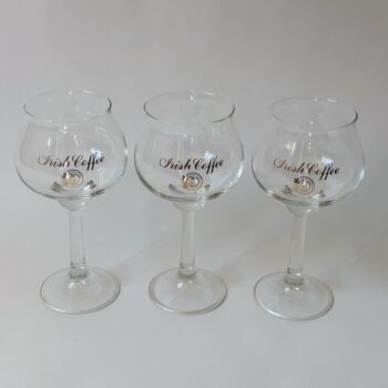 Vintage glazen Irish Coffee Douwe Egberts op voet