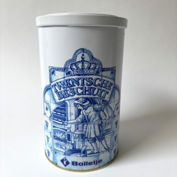 Vintage blik Bolletje Twentsche Beschuit met draaidop