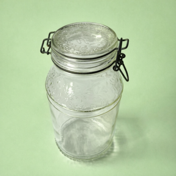 Vintage glazen voorraadpot van Floral Cove Italy, - 1,5 liter