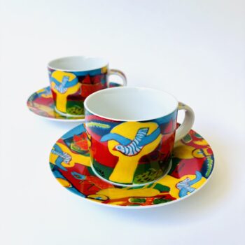 Kop en schotel naar een ontwerp van Corneille getiteld L'été commencant (de zomer begint)