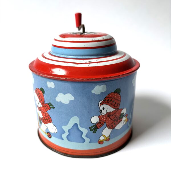 Muziekdoos met een handgedraaid mechanisme - made in Germany by Lorenz Bolz - diameter 11 cm (2)