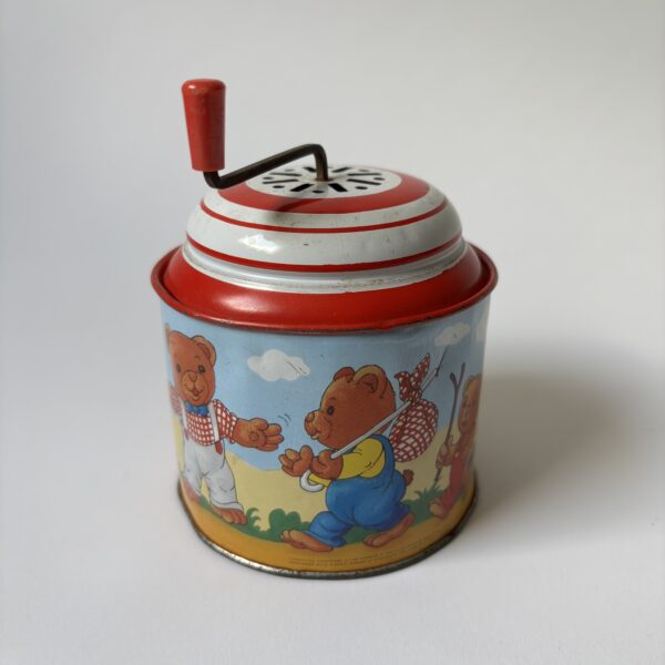 Muziekdoos met handgedraaid mechanisme - tingelend geluid - LBZ - diameter 8 cm (3)