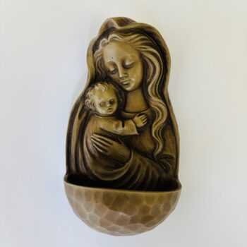 Vintage kunststof beige wijwaterbakje