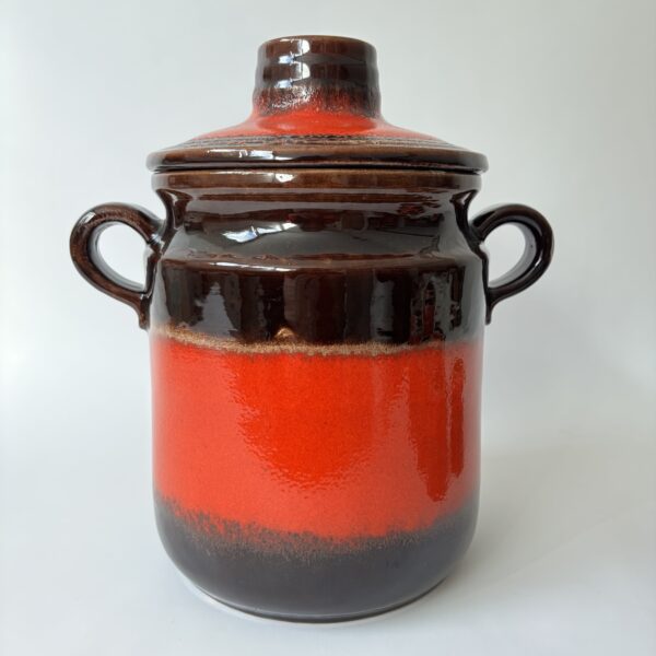 Rumtopf W.Germany 824-30 met 6 mokken -hoogte 30 cm - kleur rood-bruin (6)