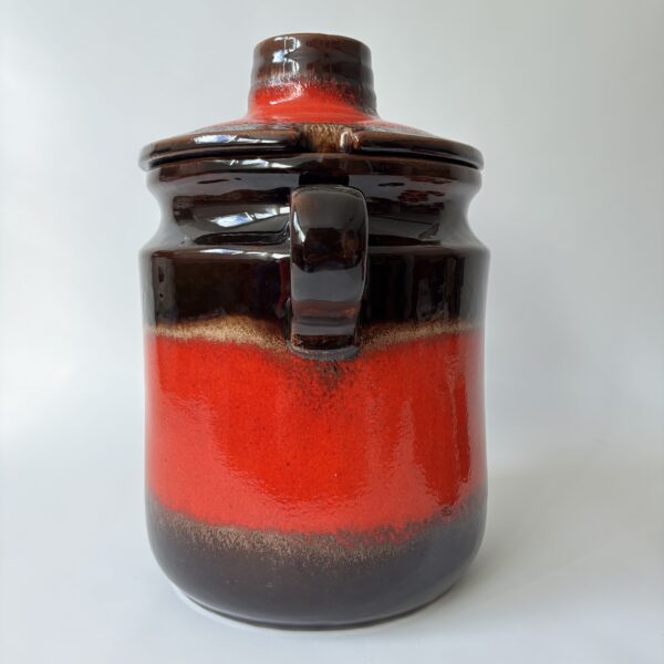 Rumtopf W.Germany 824-30 met 6 mokken -hoogte 30 cm - kleur rood-bruin (7)
