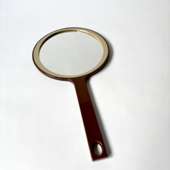 Vintage decoratieve kunststof spiegel in de kleuren bruin/beige, made in Western Germany