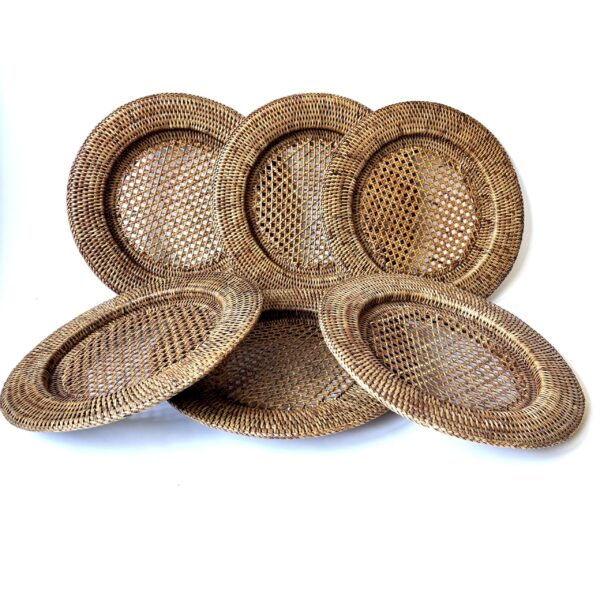 Onderborden geweven rotan - diameter 32 cm - 6 stuks (4) Onderborden geweven rotan - diameter 32 cm - 6 stuks (4)