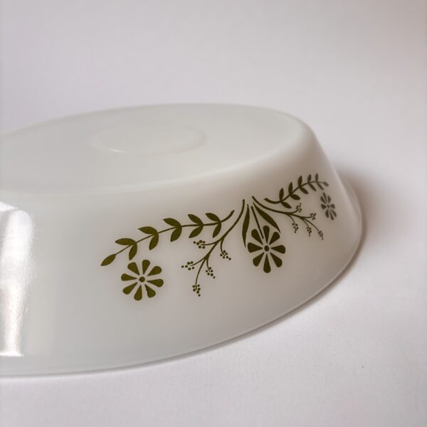 Ovenschaal met groen bloemmotief - Glasbake J-2352 - Jeannette Glass Co (2)