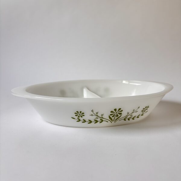 Ovenschaal met groen bloemmotief - Glasbake J-2352 - Jeannette Glass Co (6)