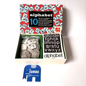 Vintage spel Alphabet 10, denk-, leg- en puzzelspelen met duizenden mogelijkheden van Jumbo met spelregels